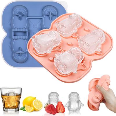 Eiswürfelform,Silikon-Eiswürfelform mit Deckel,Pinguin-Eiswürfelformen für Whiskey-Cocktails Gin Bier Saft, DIY-Eiswürfelform