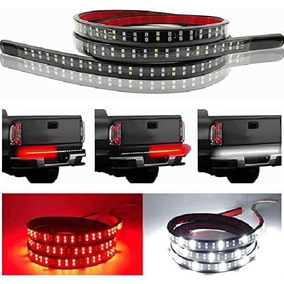 Livtee Truck Tailgate Light Bar, 60  Triple Row LED Brake Light Strip with Red Brake/White Reverse/Sequential Amber Turning Signals, Light Bars for Double Row