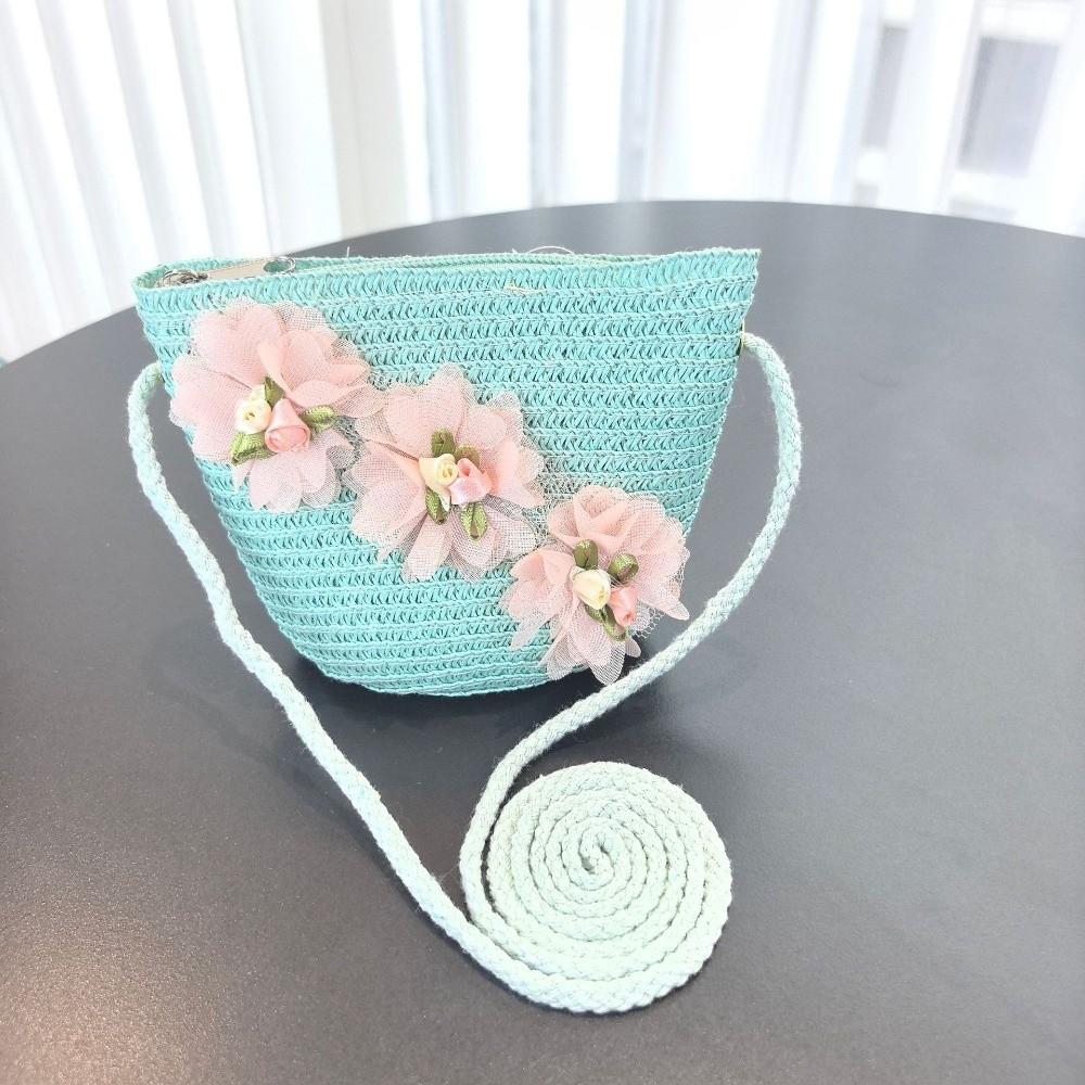 Solid Color Sun Hat Floral Style Fisherman Hat Trend Straw Hat Small Bag Set Fashion Accessory
