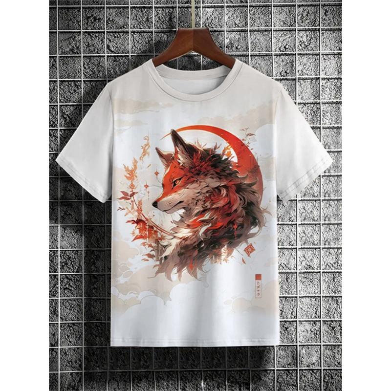 

Мужская футболка с рисунком японских мультяшных животных, футболка с 3D-принтом, повседневные футболки с короткими рукавами, свободные мужские топы, летняя одежда 4XL