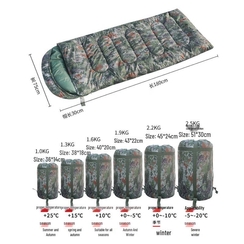 Hongtu Outdoor Camping Camouflage Envelope Sleeping Bag