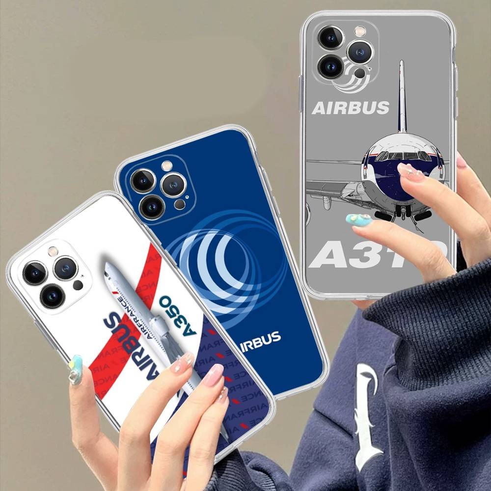 Custodia per Telefono con Logo A-Airbus per iPhone 11 13 16 12 17 14 15 Pro Max Plus Cover Posteriore Morbida Trasparente Coque