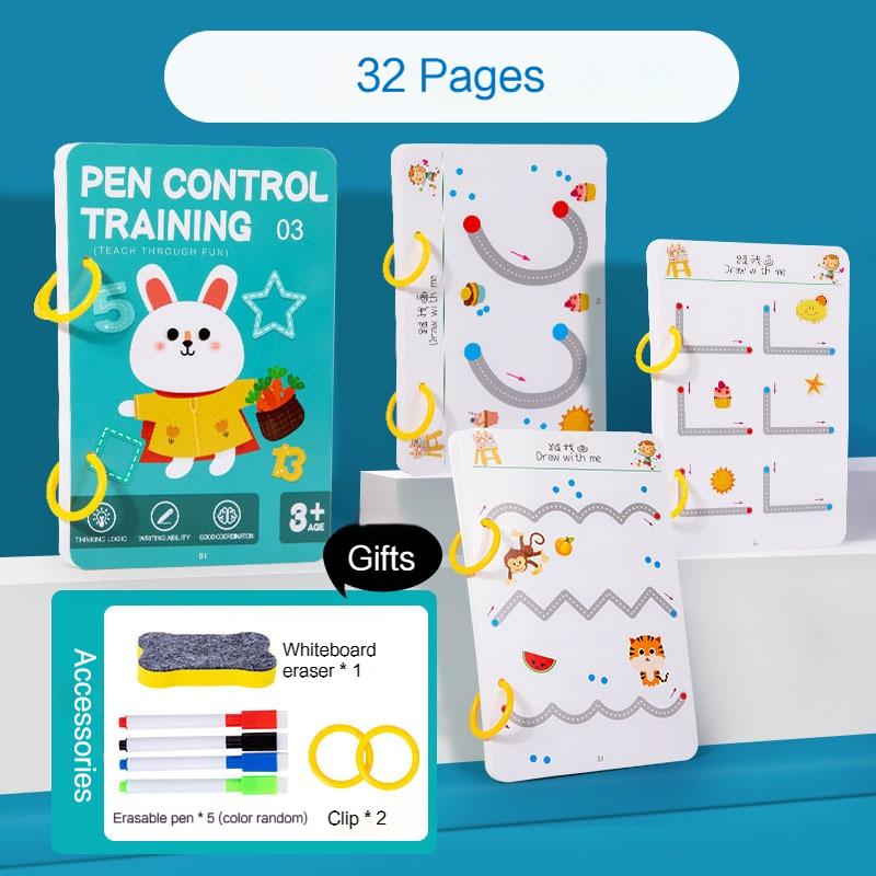 Magical Tracing Workbook Control Training Pen Book Set Reusable Magic Practice Copybook Children Drawing Education Stationery