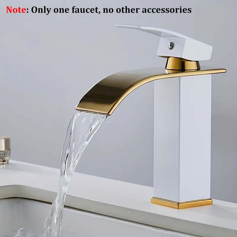 New Luxury Black White Gold Waterfall Faucet Hot and Cold Dual Control Stainless Steel Alloy Finish Suitable for Bathroom Sink