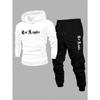 Men'S Sweatshirt And Long Pants 2pcs Set, American Street Style, Fall Winter Vacation Wear, Regular Fit
