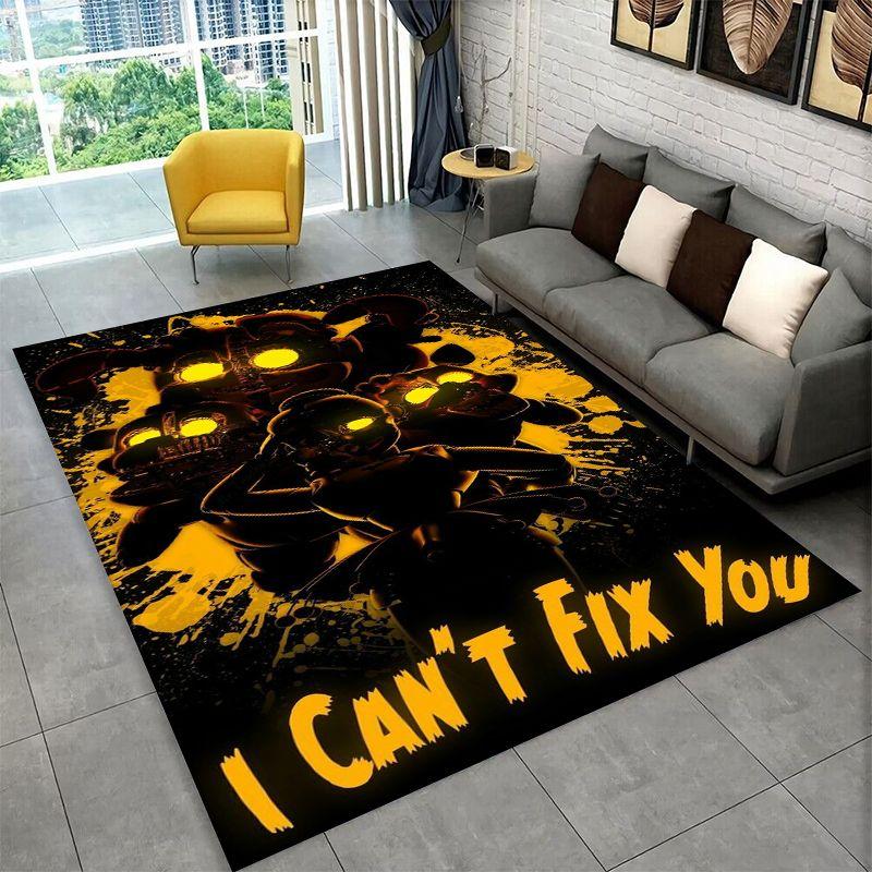 Horror Game F-FNAF Freddy Non-Slip Area Rug for Living Room,Bedroom,Playroom,Soft Carpet Floor Mat Home Decor Rug Kids Room
