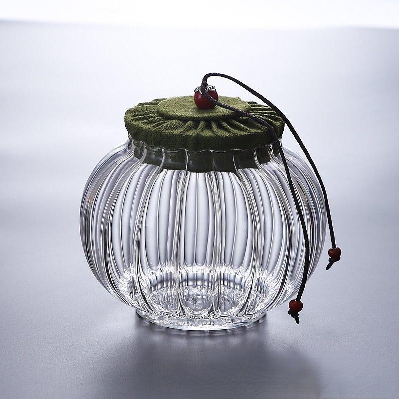 Creative Pumpkin Shape Storage Jar Clear Glass Grain Candy Storage Jar Sealed Coffee Tea Cans Glass Food Container Storage Box