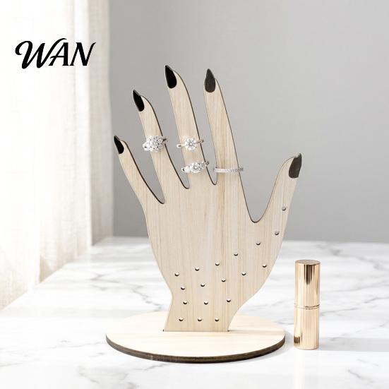 Hand-shaped Ring Stand Hand Shape Holder, 2D Wooden Jewelry Display for 3D Texture Rack Rings Necklace, Minimalist Dresser Decor, Decorative