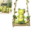 Cool Garden Hanging Ornament Swing Frog Statue, Resin Meditating Ornament, Waterproof Outdoor Novelty Gift for Lovers Cute Figurine Yard, Patio,