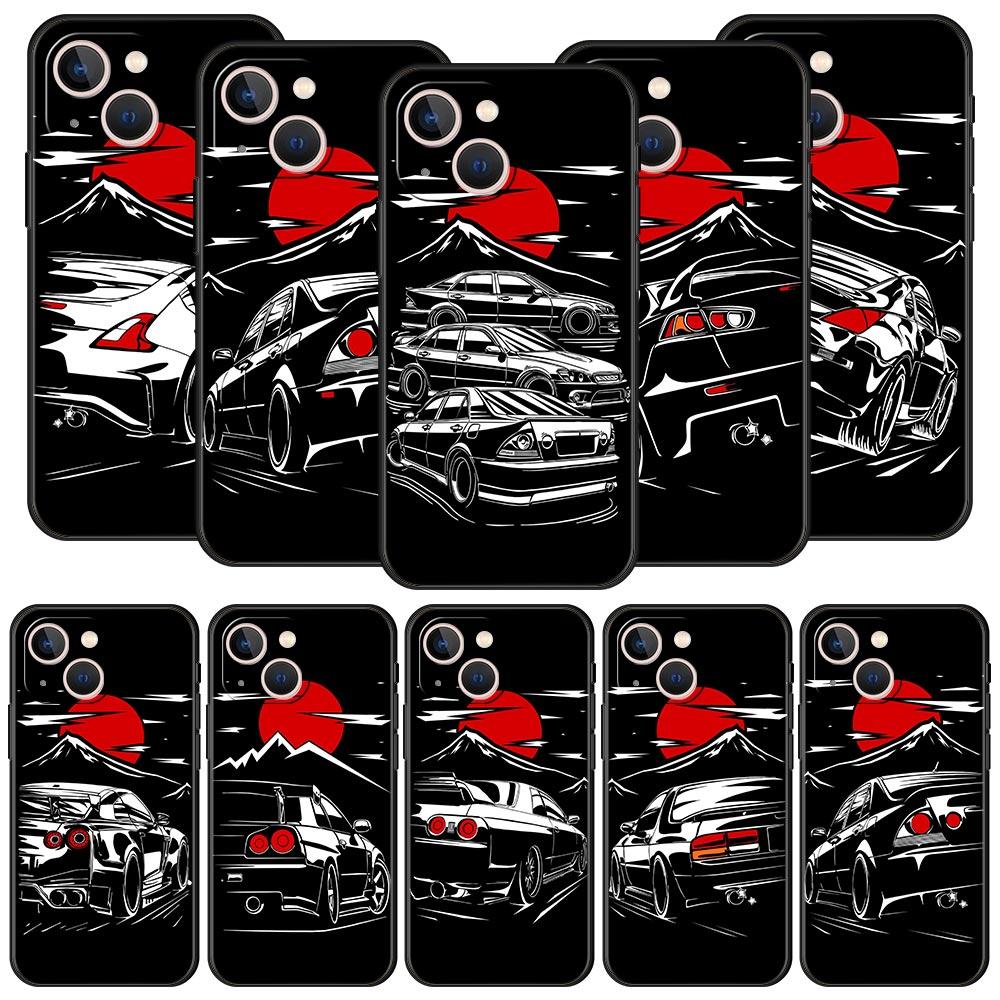 Japan JDM Sports Car Phone Case For iPhone Apple 14 13 Pro Max 12 11 Mini 7 8 Plus XR XS X SE 2020 Cover Shell Black Coque Funda