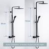 Colonne de Douche avec Mitigeur Thermostatique 2 Fonctions Ensemble de Douche Noir en Laiton, Haute Réglable 110-137 cm