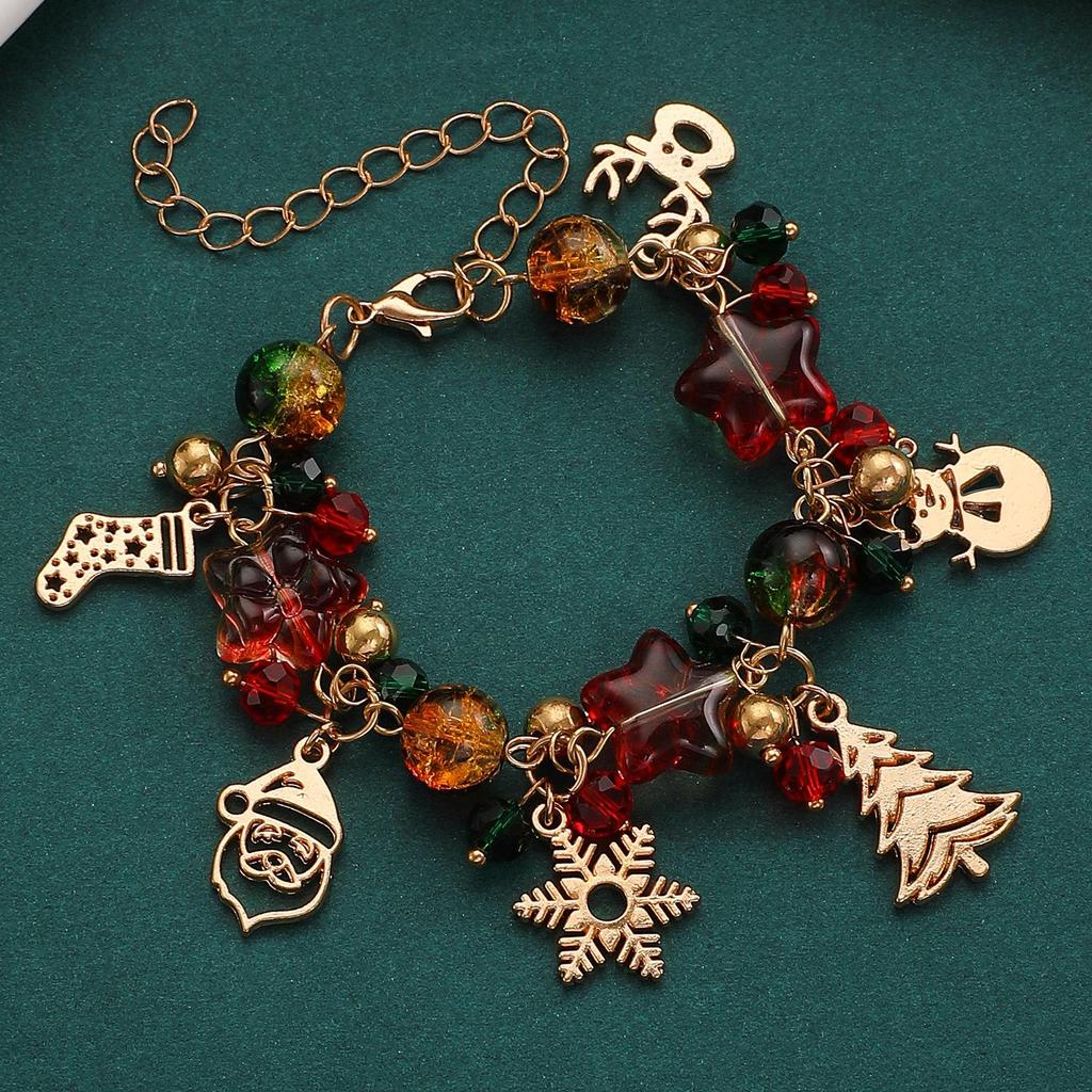 Christmas Women's Bracelet: European & American Creative Snowflake, Reindeer, Bell, Santa Claus Drawstring Design