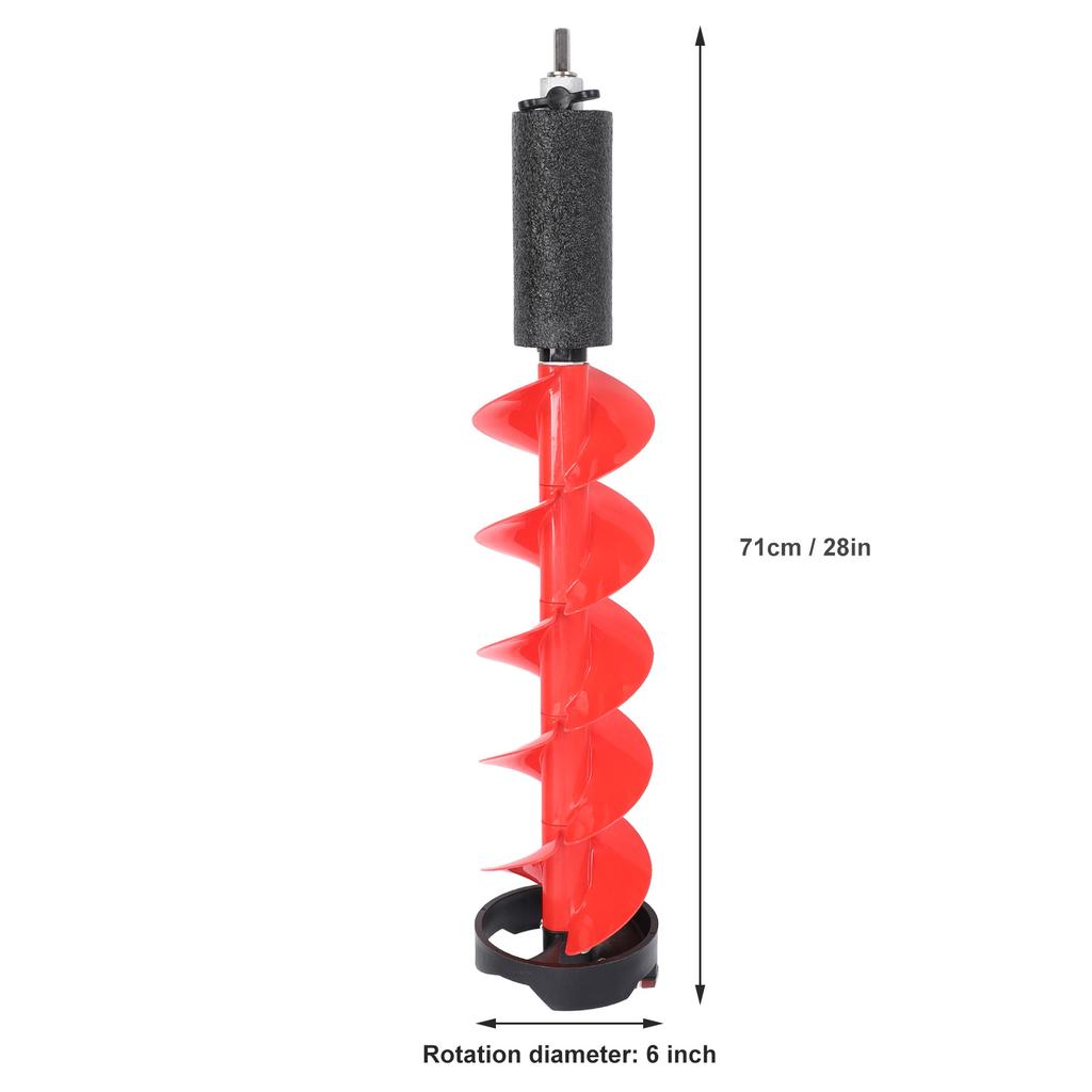 28in Ice Auger Kit Nylon Drill Steel Cutter 6in Cutting Diameter Ice Drill Auger with Positioner Winter Outdoor Supplies