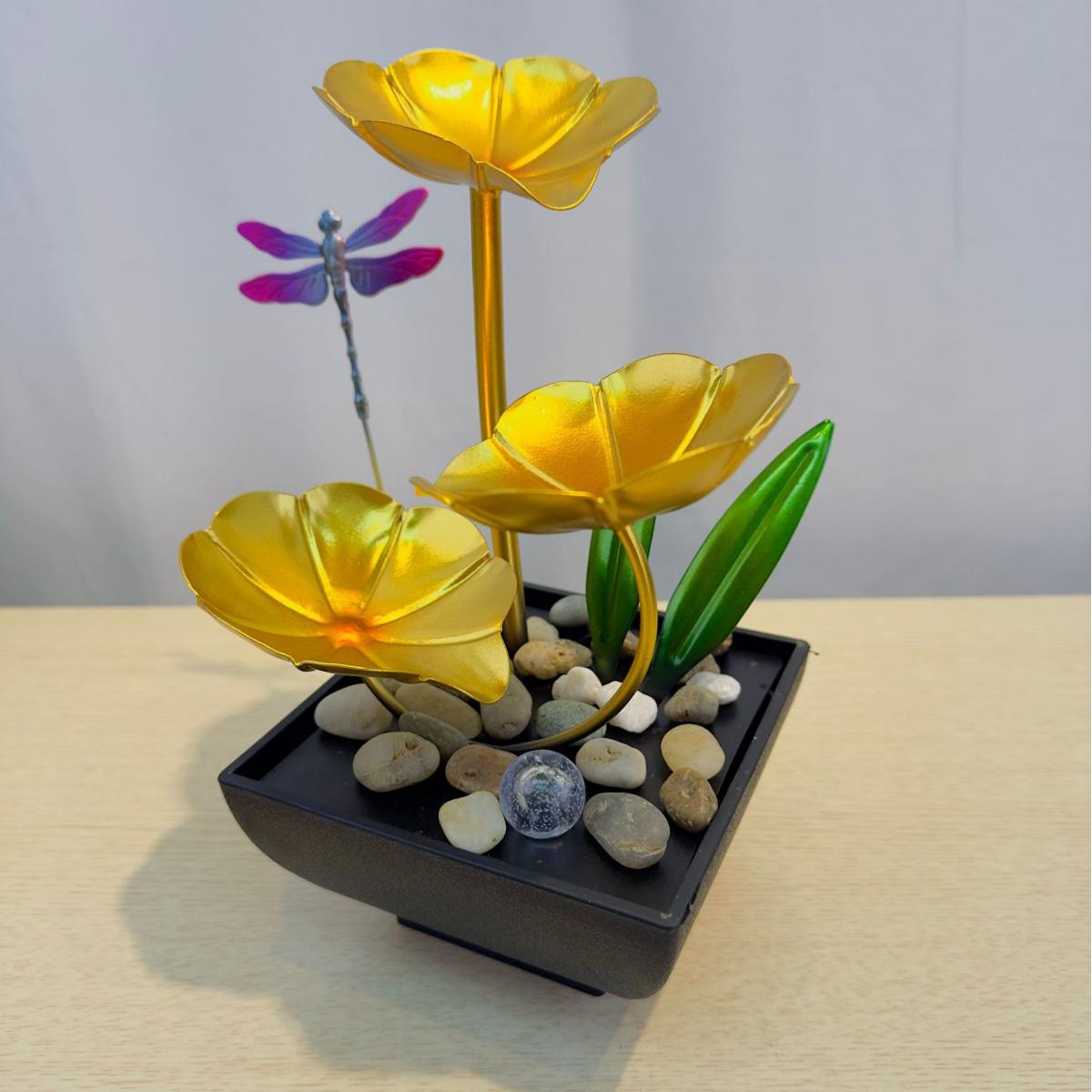 

High-End Wrought Iron Dragonfly & Butterfly Courtyard Bonsai Water Ornament Dragonfly with Standard Plug