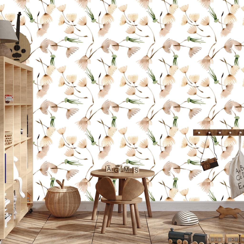 Dandelion Seeds Wallpaper in Watercolor Style for Living Room and Bedroom 50x1000