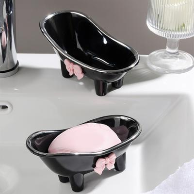 Portasapone Versatile con Fori di Drenaggio Design a Fiocco Facile da Pulire Decorativo a Forma di Vasca da Bagno Vassoio per Sapone per il Bagno