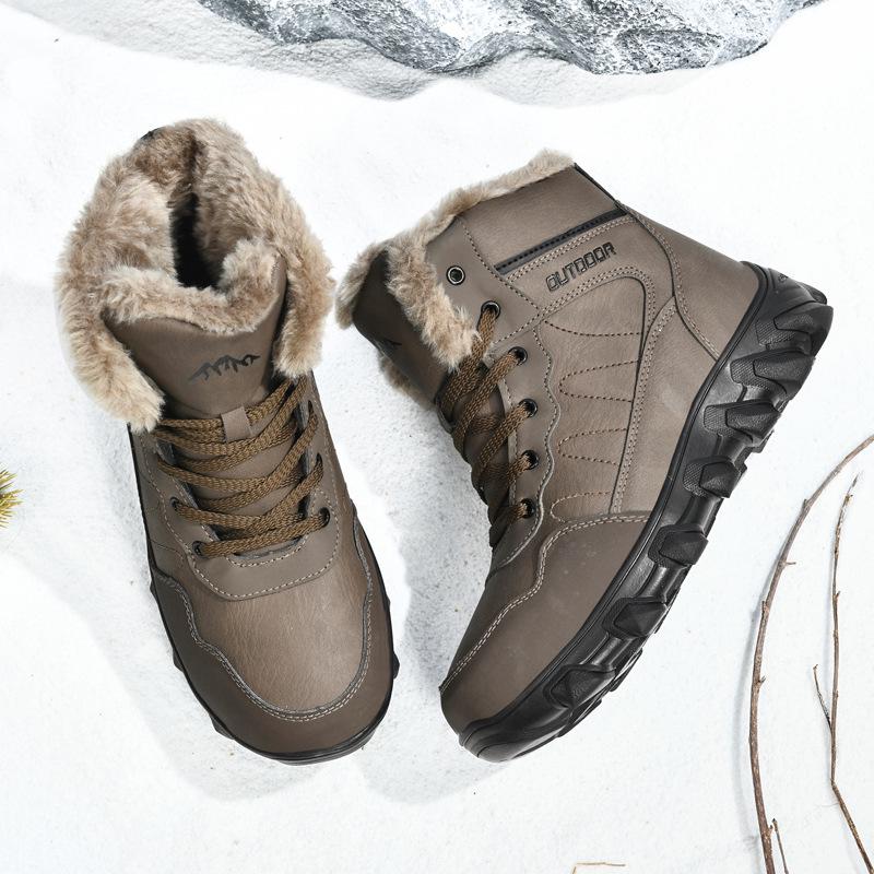 Men's Plus Size Waterproof Non-Slip Warm Snow Boots for Outdoor Hiking