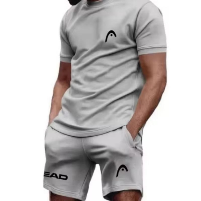 

Чоловічий дихаючий спортивний одяг для тенісу, літній спортивний костюм для бадмінтону та бігу на відкритому повітрі, вільний комплект шортів з короткими рукавами 2025 року L