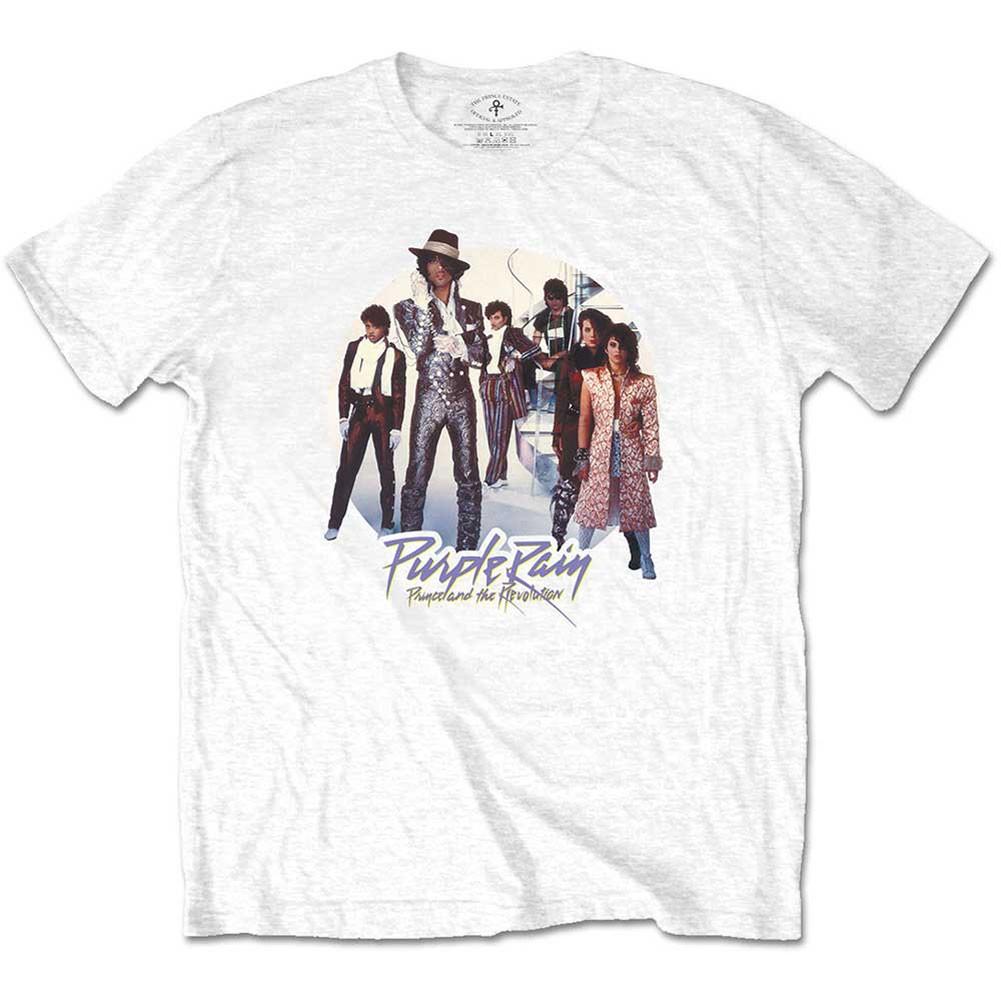 Men s Prince Purple Rain Circle Slim Fit T-shirt Medium White 2XL