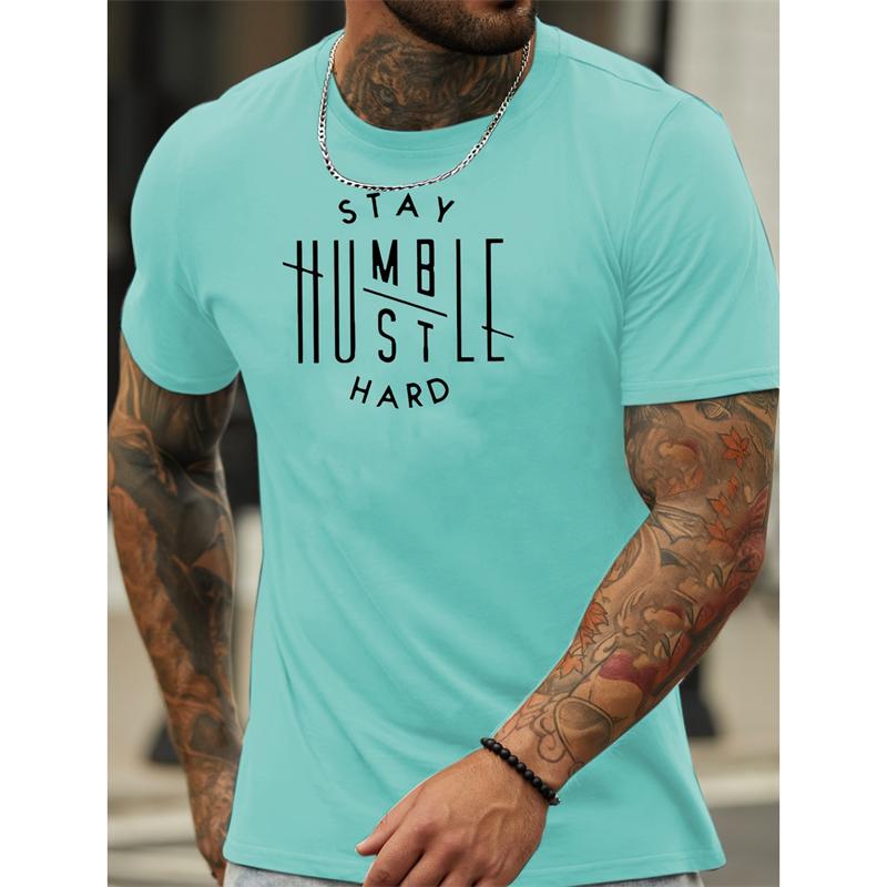 Stay Humble St Hard Letters T Shirts For Men Fashion Summer Crew Neck 3D Printed Simple Tshirt Casual Streetwear Oversized Tees