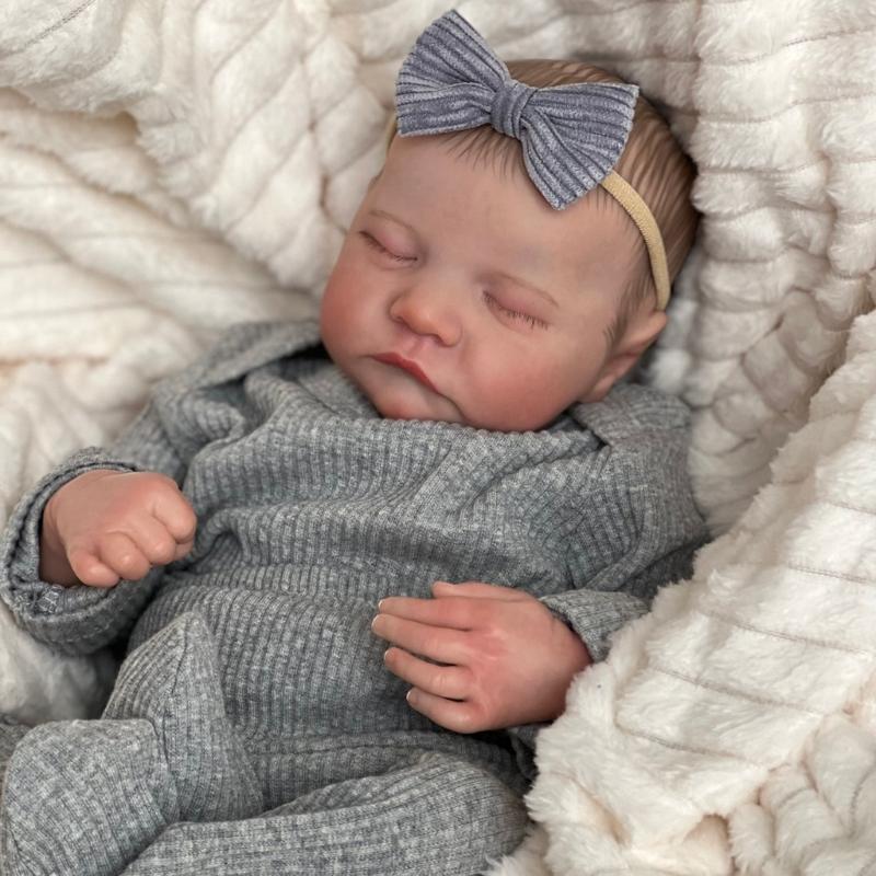 Realistic Reborns Newborn Baby 19Inch Sleeping Infant Doll Silicone/Cloth Body Baby with Clothes and Accessory Gift Set
