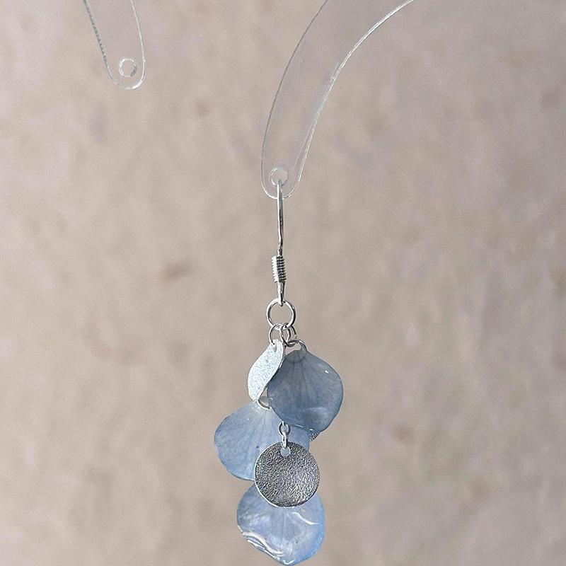 Orecchini Rotondi a Conchiglia Blu Sfumato - Design di Moda Lusso Leggero