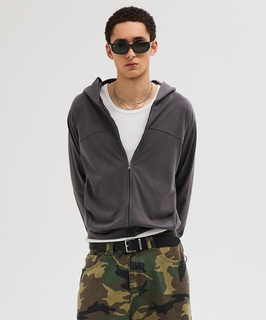 Leire Slim Fit Light Hooded Zip-Up [Charcoal]