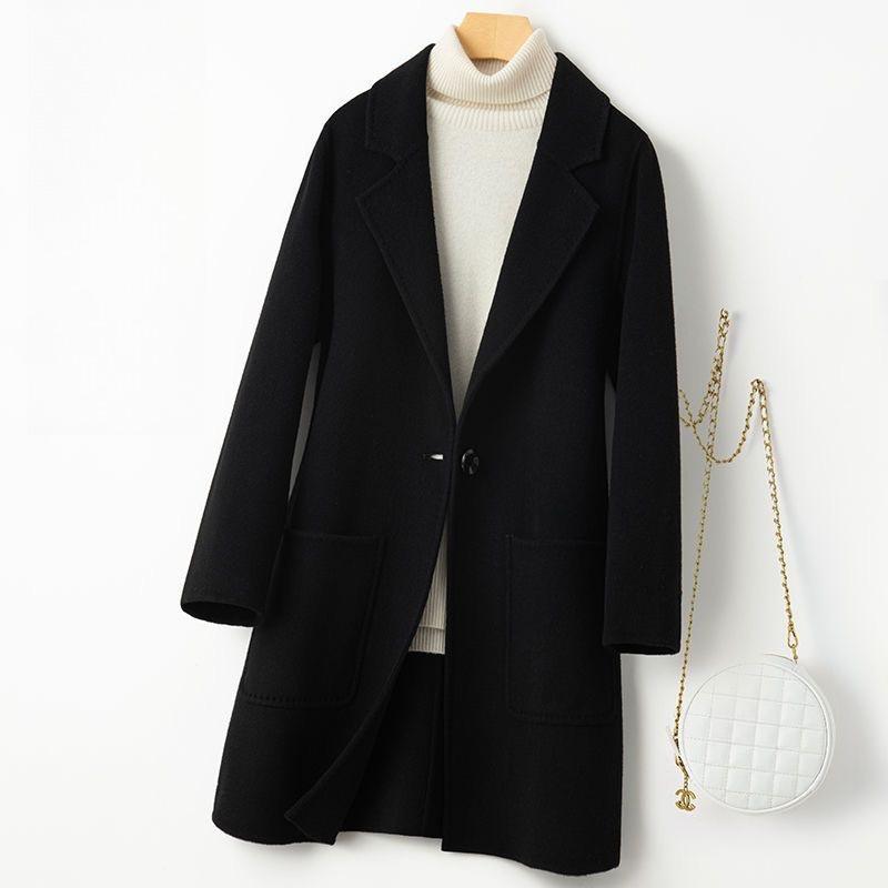 Woolen Coat Women's Medium and Long Autumn and Winter New Temperament Small Loose Coat