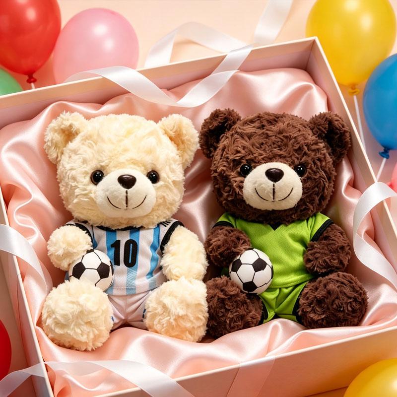 1PC Football Fan Bear Plushie Soccer Themed Stuffed Toy Collectible Souvenir for Club Supporter Match Day Gift