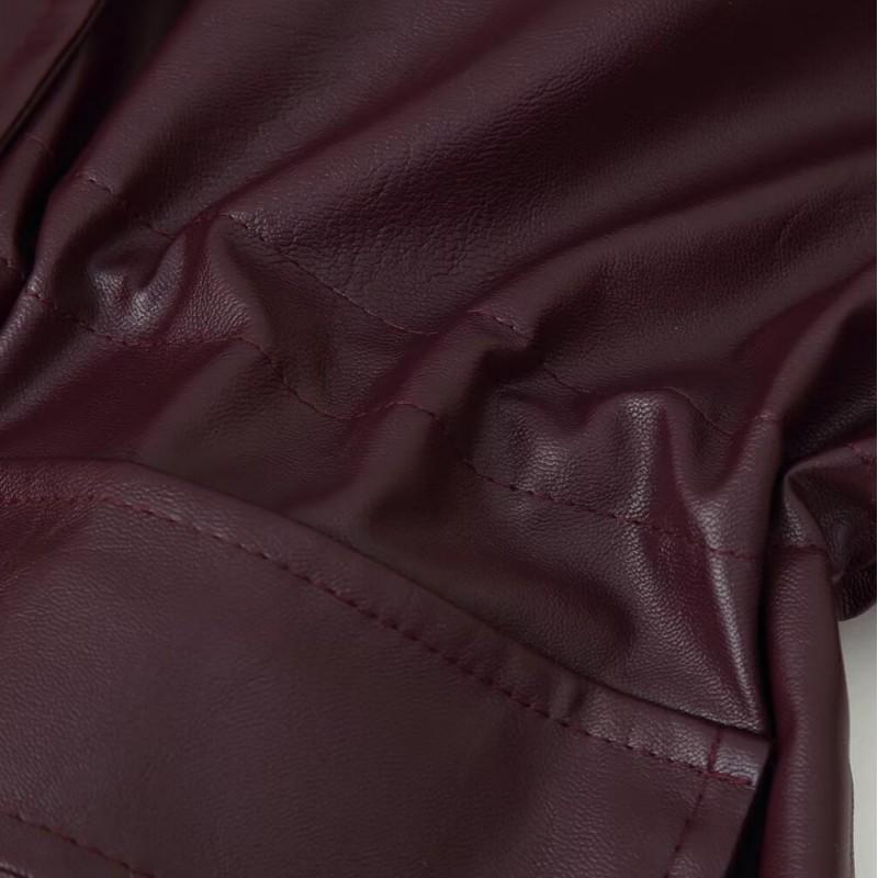 Womens Faux Leather Jacket Stand Collar Short Length Slim Waist Pockets Street Style Winter 2025