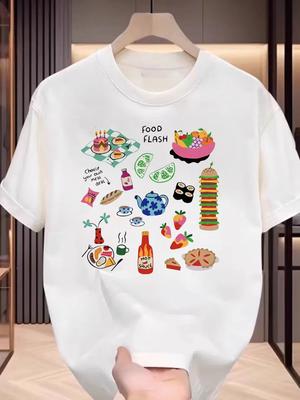 Summer Unisex Versatile Tshirt Graphic Print Short Sleeve Streetwear Casual Fashion Pure Cotton Apparel Tshirt