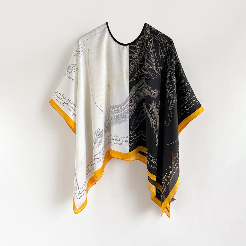 110*110Cm Versatile Silk Scarf Women Large Shawl  Print Stoles Square Bandanna Luxury  Female Foulard