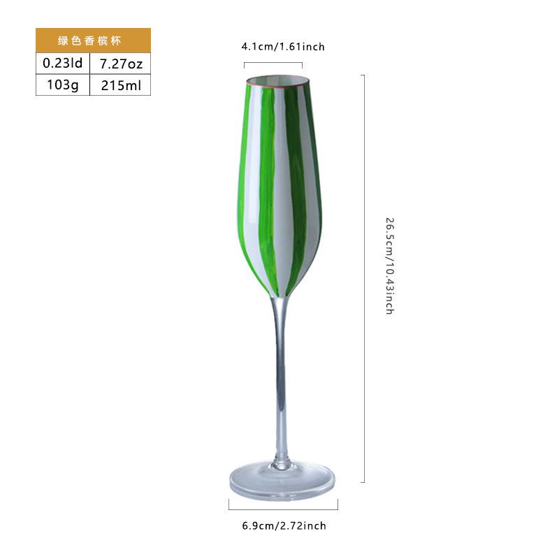 Hand Painted Colorful Striped Cocktail Goblet Water Cup Creative Red Wine Glass Set Party Wedding Barware