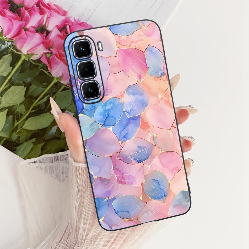 For Infinix Hot 50 Pro+ 50Pro 4G Cute Flower Butterfly Cat Case For Infinix Hot50 Pro Plus 4G Black Silicone Soft Phone Cases