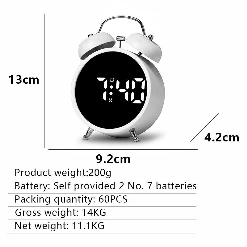 Ultra-quiet Children's Digital LED Study Alarm Clock with Metal Bell