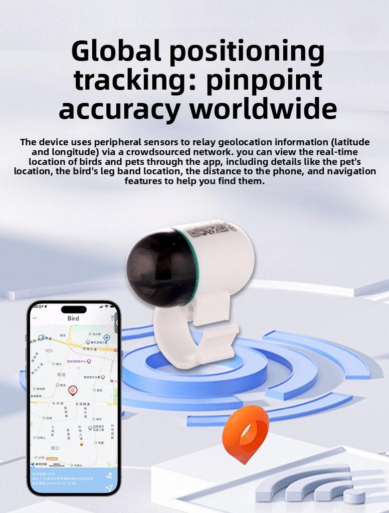 Parrot GS Lokalizator GPS Pierścień na nogę dla ptaków-Zdalne śledzenie Monitorowanie Kompatybilny z Androidem Bluetooth PVC Wodoodporny IP67 4G Chmura
