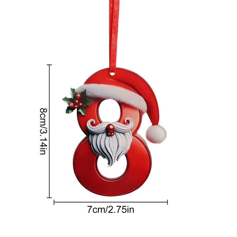 8CM Artificial Acrylic Christmas Numbers 0-9 Xmas Tree Hanging Ornaments for Home Party Decor New Year Gift 2025 Navidad