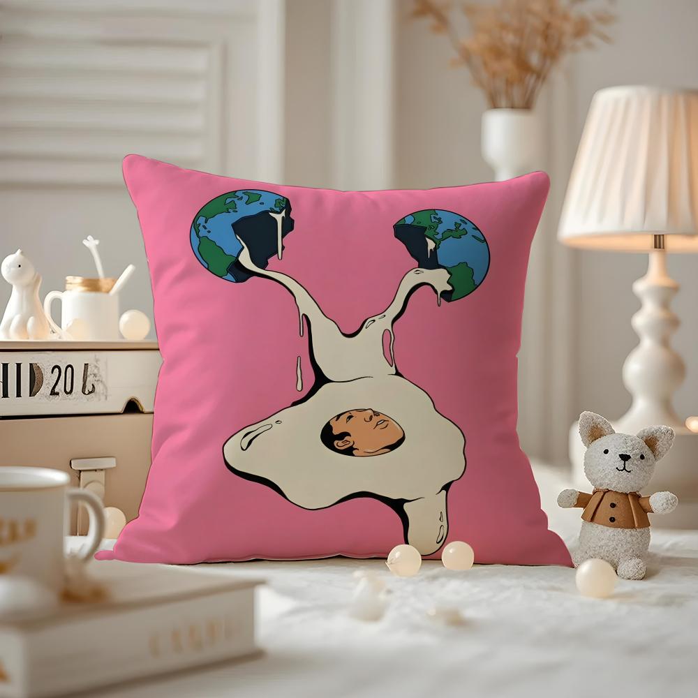 Abstract Funny Illustration Cushion Cover Anti-dustmite Pillowcase Invisible Zipper Silky Short Plush Sofa Cushion Cover