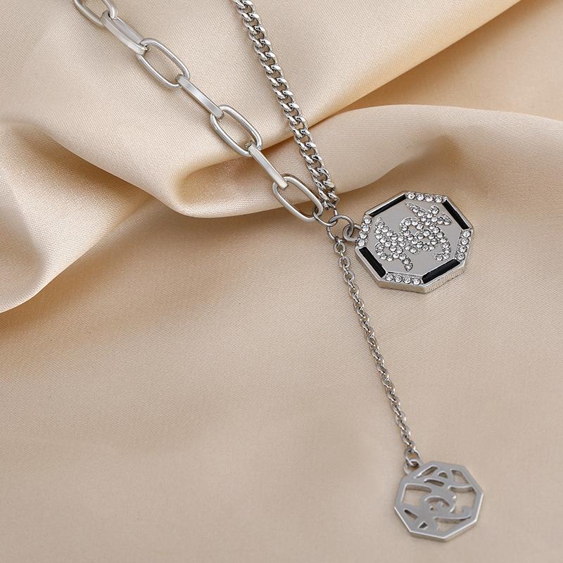 

Fall Versatile Chic And Winter Artistic Word Necklace For Women In Coffee Gold And Platinum White Gold