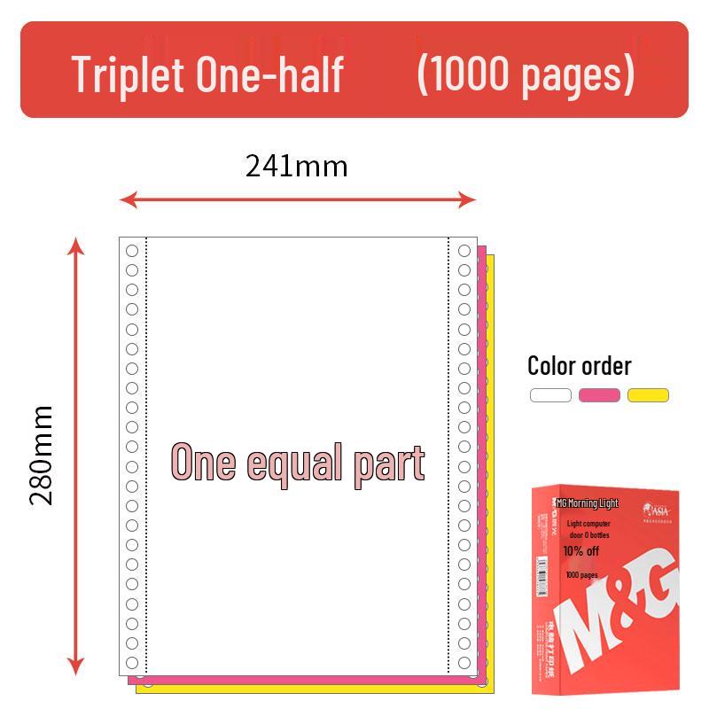 Tear-off Morning Glory Multi-part Pin-feed Computer Paper: 3-part, 2-part, 1/3, 2-part, 4-part, 5-part, 6-part