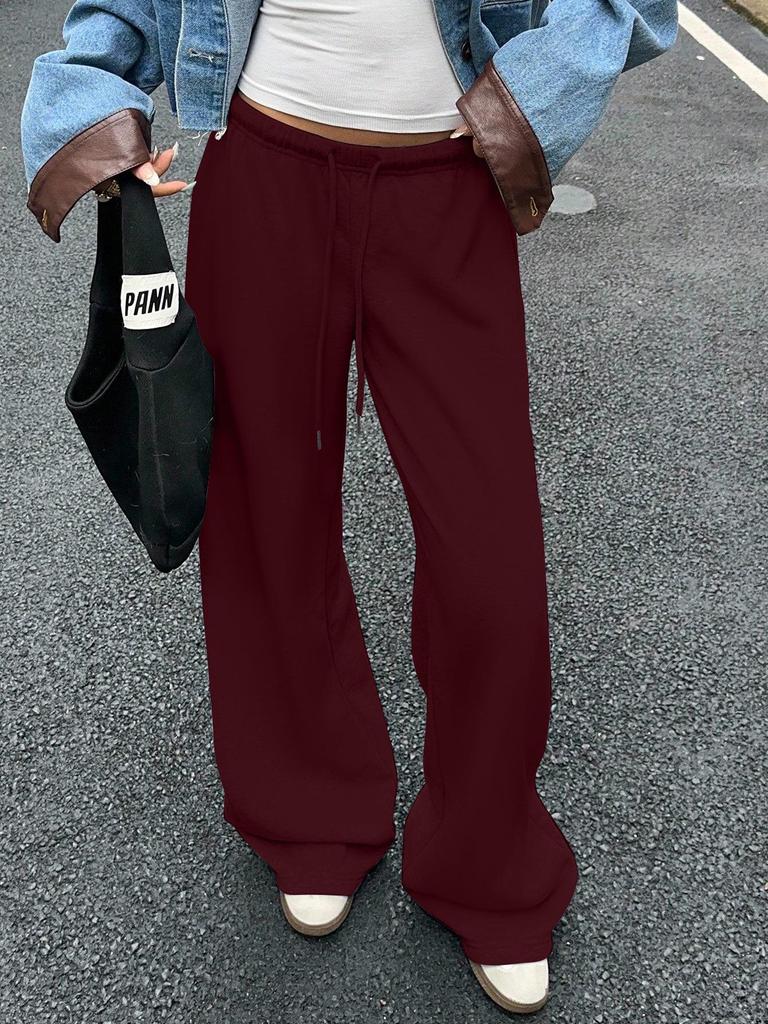 026 Early Autumn Retro Mid-Low Waist Lazy Sweatpants - European & American Style, Versatile Drape Sports Casual Wear