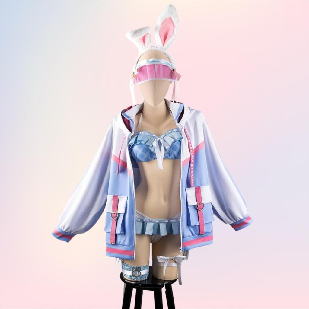 [Milky Time] Hololive Usada Pekora Cosplay VTuber Check Swimsuit New Costume (M)