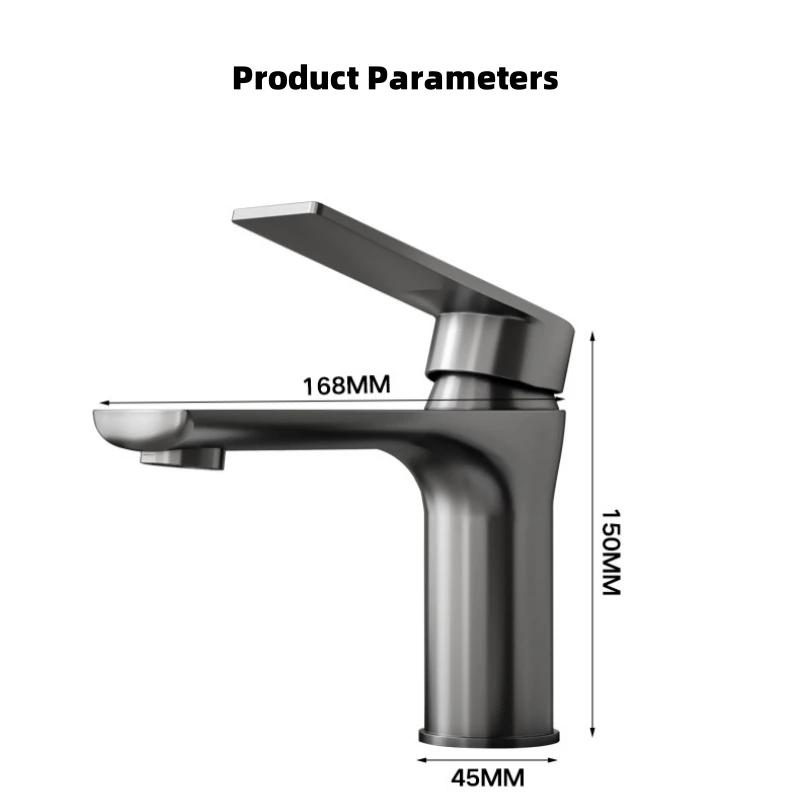 Stainless Steel Bathroom Faucet Hot Cold Water Basin Mixer Sink for Household Washbasin with Cabinet
