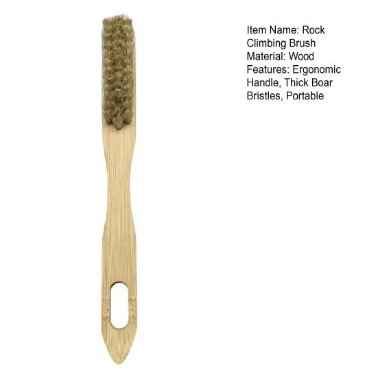 Wooden Rock Climbing Brush Ergonomic Handle Thick Boar Bristles Portable Indoor Outdoor Climbing Bouldering Brush Cleaning Tool