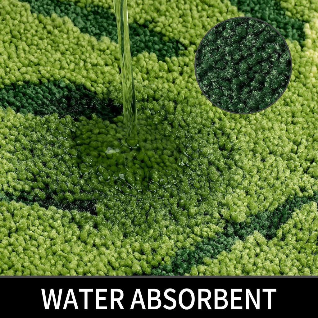 Two Leaf Super Soft Microfiber Bath Mat Super Absorbent Anti-Skid Door Mats for Home/Bathroom Mat/Bedroom/Kitchen/Floor Mat (Green) Pack of 1