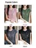 Women's Summer Bamboo Linen Beaded Crew Neck T-Shirt