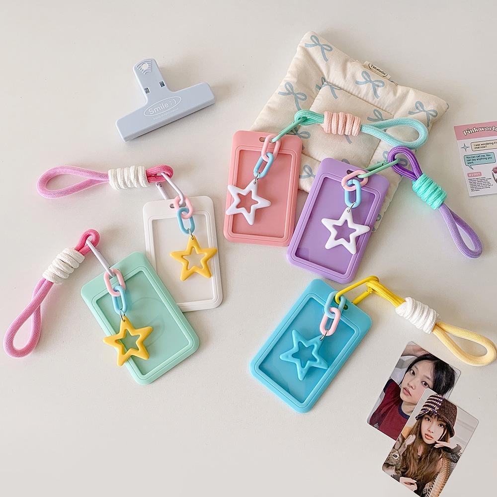 Star Pendant Photos Protective Cover Sliding Cover ID Card Storage Cute Students Card Holder