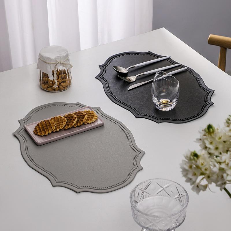 Vintage Irregular Placemat Heat Proof Mats Home Table Decoration Pot Holders Kitchen Waterproof Oil Proof Hot Fake Leather Pads