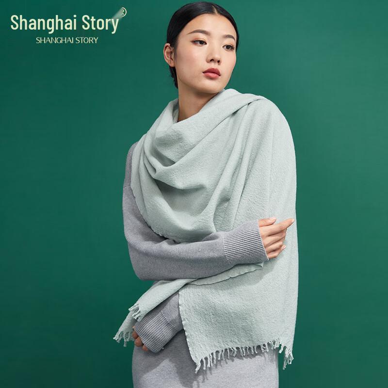 Shanghai Story Women's 100% Wool Solid Shawl Scarf