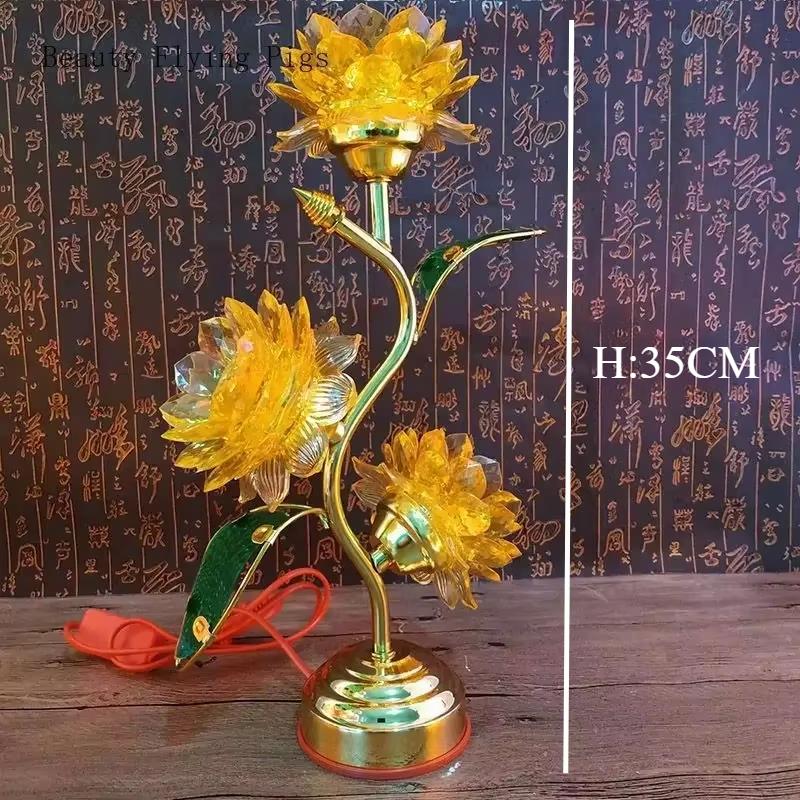 Crystal Colorful Lotus Simulated Candlestick Home Temple Radio Station Candle Holders Decoration Feng Shui Flower Home Decor
